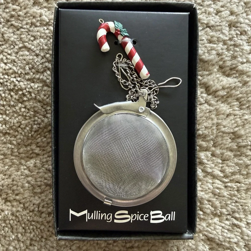 Vintage 1995 Amco Candy Cane Mulling Spice Ball Stainless Steel Tea Infuser New